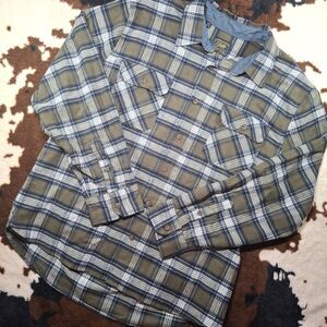 Jachs 2XL Olive Plaid Flannel Shirt Gorpcore Earth Tone Workwear Cabincore